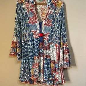 Antica Sartoria by Giacomo Cinque Italian Dress Red White Blue One Size